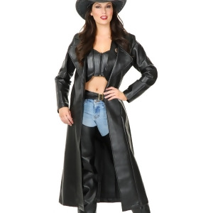 Women's Range Rider Cowboy Black Pleather Duster Jacket - Size Small 5-7 approx 26-28 waist~ 34-36 bust