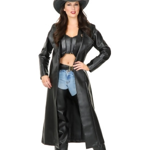 Women's Range Rider Cowboy Black Pleather Duster Jacket - X-Small 3-5 24-26 waist 34-36 hips 32-34 bust A-B