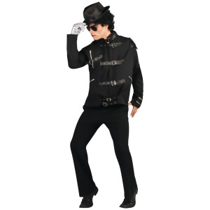 Adult Mens Michael Jackson Bad Black Jacket With Buckels - Large:  42-44" chest - approx 190-210lbs