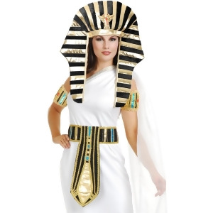 Gold And Black King Tut Pharaoh Egyptian Costume Headpiece Set 40 w - 36" waist