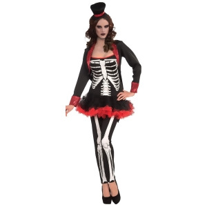 Womens Ms Bone Jangles Skeleton Costume Standard Size 14-16 Womens Standard 14-16 approx 32-36 waist 41-43 hips 38-40 bust - All