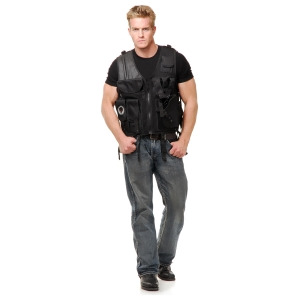 Deluxe Adult Black Swat Special Ops Soldier Army G.i. Costume Tactical Vest Standard Size - All