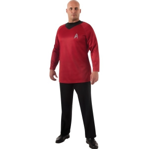 Mens Star Trek Into Darkness Deluxe Plus Size Red Scotty Uniform Costume Mens Plus Size 44-52 52 chest 5'11 6'1 approx 220-280lbs - All
