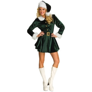Womens Classic Sexy Green Mrs. Santa Claus Little Helper Costume - Womens Small (4-6) approx 32-34" bust & 22-24" waist