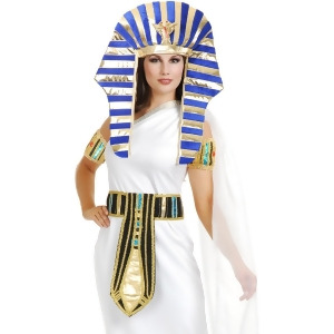 Gold And Royal Blue King Tut Pharaoh Egyptian Costume Headpiece Set 40 w - 40" waist