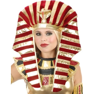 Gold And Burgundy Red Wine King Tut Pharaoh Egyptian Costume Headpiece Set 40 w - 40" waist