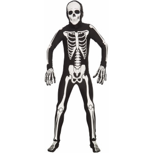 Child Black White Full Body Zentai Suit I'm Invisible Skeleton Costume - Boys Medium (8-10) for ages 5-7 approx 27"-30" waist~ 46-53" height