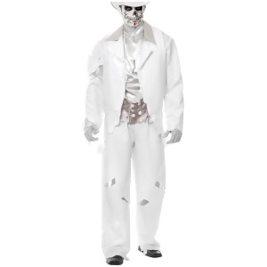 Adult Men's White Zombie Prom Ghost Groom Costume - Mens Small (36-38) 36-38" chest~ 5'6" - 5'10" approx 120-145lbs