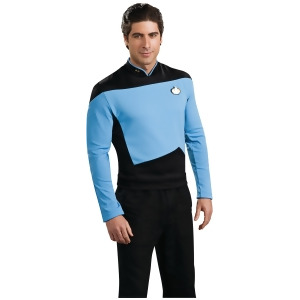 Star Trek The Next Generation Blue Science Officer Adult Deluxe Costume Shirt - Mens Small (34-36) 34-36" chest~ 5'6" - 5'10" approx 100-125lbs