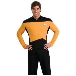 Star Trek The Next Generation Gold Operations Officer Adult Deluxe Costume Shirt - Mens Large (42-44) 42-44" chest~ 5'8" - 6'2" approx 175-190lbs