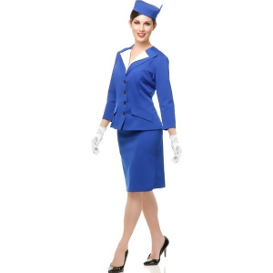 Adult Women's Sexy 50s Pan Am Patty Sexy Stewardess Costume - Womens Large (11-13) approx 29 waist~ 40.5 hips~ 39 bust~ C-D
