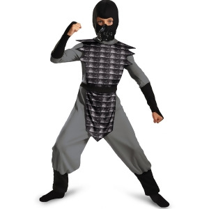 Childrens Boys Grey Gray Evil Ninja Mortal Kombat Smoke Costume - Boys Large (10-12)