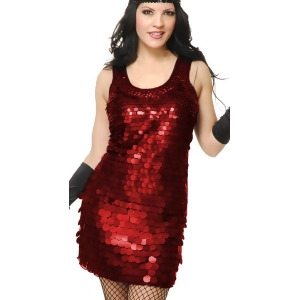 Womens Red Roaring 20s Big-Sequin Flapper Costume Dress - Womens Large (11-13) approx 29 waist~ 40.5 hips~ 39 bust~ C-D