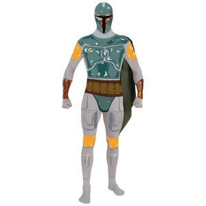 Adult Mens Star Wars Boba Fett Mandalorian 2nd Skin Suit Costume - Mens X-Large (44-46) 44-46" chest~ 5'10" - 6'3" approx 190-210lbs