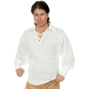 Adult Unisex Pirate Or Colonial White Lace Up Costume Shirt - Large
