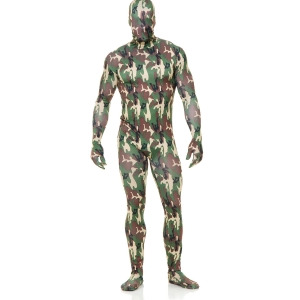 Adults Mens Womens Army Camouflage Print Bodysuit Costume - Mens X-Large (46-48)