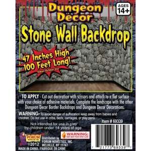 Huge 100 ft Haunted House Decor Dungeon Stone Wall Background Scene Setter Decal 100' x 47 - All