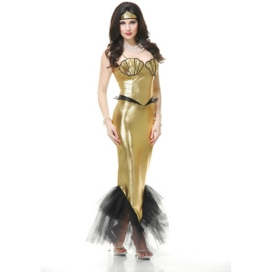 Adults Womens Sexy Tight Gold Black Fantasy Mermaid Costume - Womens Small (5-7)