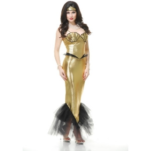 Adults Womens Sexy Tight Gold Black Fantasy Mermaid Costume - Womens Large (11-13)