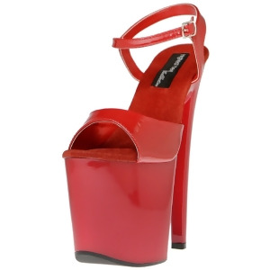 Sexy Womens 7 1/2 Red Platform Plain Vamp Quarter Strap Shoes - 9