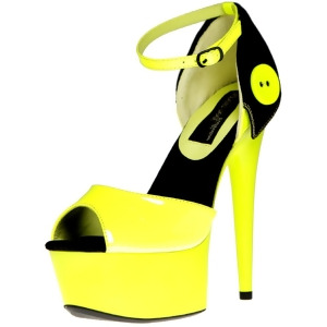 Sexy Womens 6 Yellow Neon Upper Raincoat Button On Rear Qtr Platform Shoes - 11