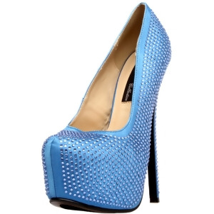 Sexy Womens 6 3/4 Royal Blue Rhinestone Covered Pump W/ 2 Platform Shoes - 8