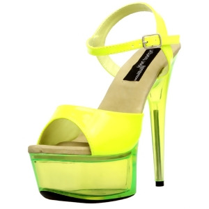 Sexy Womens 6 Yellow Platform Neon Uv Reactive Upper And Bottom Shoes - 5