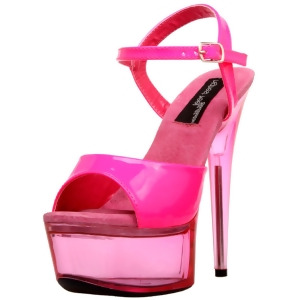 Sexy Womens 6 Fuchsia Pink Platform Neon Uv Reactive Upper And Bottom Shoes - 5