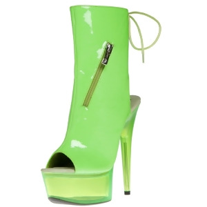 Sexy Womens 6 Neon Green Ankle Bootie With Functional Zipper Pocket Shoes - 6