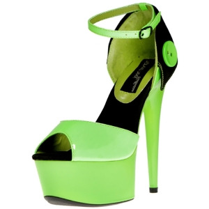 Sexy Womens 6 Green Neon Upper Raincoat Button On Rear Qtr Platform Shoes - 8