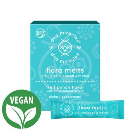 DNA Miracles® Flora Melts - DNA Miracles Flora Melts are a delicious dietary supplement for children, delivering probiotic and prebiotic support for digestive and immune health.* They provide a unique group of prebiotic functional starches paired with Lactospore ® , a...