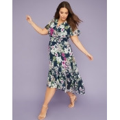 Lane Bryant Women's V-Neck Floral Fit & Flare Maxi Dress 26/28 New Navy Lane Bryant Women's V-Neck Floral Fit & Flare Maxi Dress 26/28 New Navy