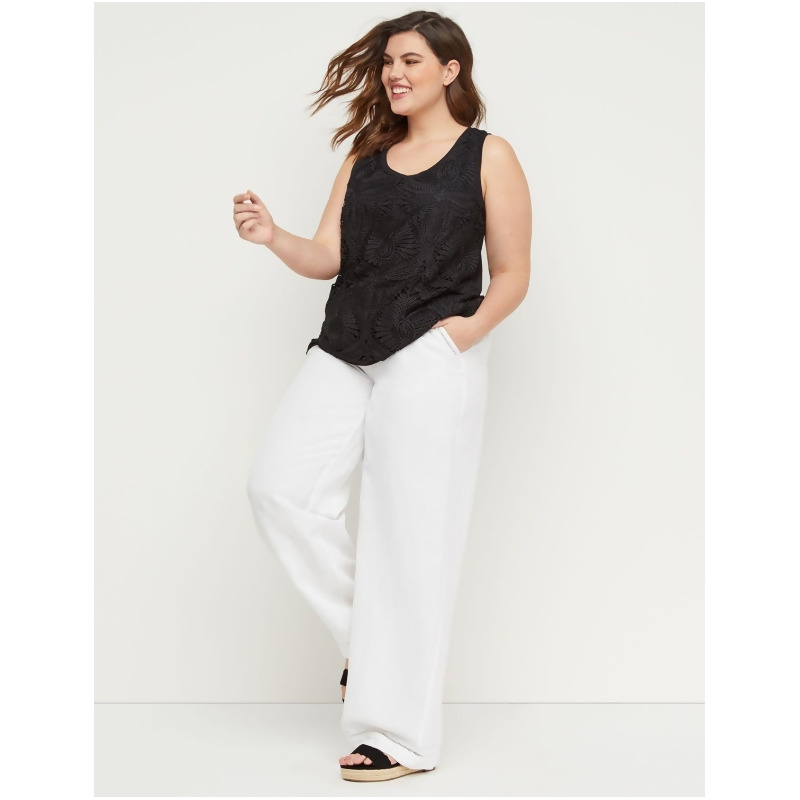 lane bryant white linen pants