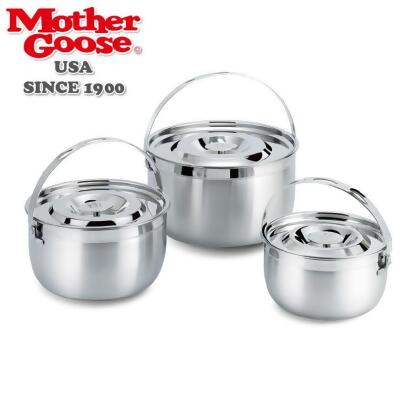 【美國MotherGoose 鵝媽媽】凱芮304不鏽鋼調理鍋16+19+22cm 超值三入組 