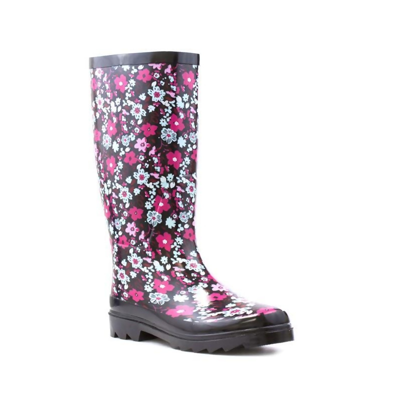 Kids Pink Floral Wellington Boot Zone