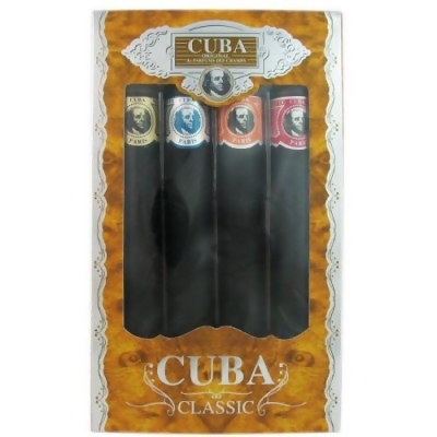 Cuba by Cuba for Men 4 Piece Set Includes: Cuba Gold 1.15 oz + Cuba Blue 1.15 oz + Cuba Red 1.15 oz+ Cuba Orange 1.15 oz 