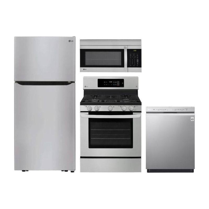 LG 4 Piece Kitchen Appliances Package with Top Freezer ...