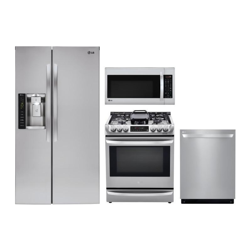 LG 4 Piece Kitchen Appliances Package with Side-by-Side ...