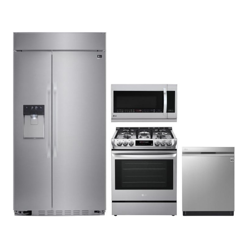 LG 4 Piece Kitchen Appliances Package with Side-by-Side ...