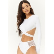 FOREVER 21 Active Cutout Swim Top - White - Size Medium FOREVER 21 Active Cutout Swim Top - White - Size Medium
