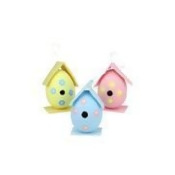 Set of 3 Pink, Yellow and Blue Decorative Painted Design Spring Easter Egg Birdhouse Ornaments 4.25 Set of 3 Pink, Yellow and Blue Decorative Painted Design Spring Easter Egg Birdhouse Ornaments 4.25