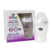 Boots Baby Extra Wide Necked Feeding Bottles 260ml- x2 Boots Baby Extra Wide Necked Feeding Bottles 260ml- x2
