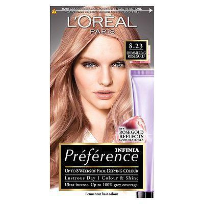 L Oreal Preference Infinia 8 23 Rose Gold Light Blonde Permanent Hair Dye