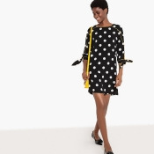 Polka Dot Print Straight Dress with Tie Sleeves Polka Dot Print Straight Dress with Tie Sleeves