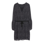 Flared Polka Dot Dress with Velvet Waistband Flared Polka Dot Dress with Velvet Waistband