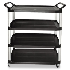 Open Sided Utility Cart Four-Shelf 40-5/8W X 20D X 51H Black - All