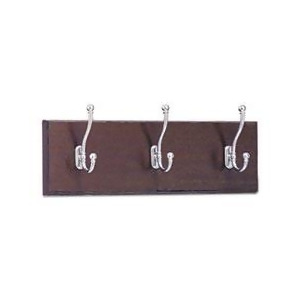 Wood Wall Rack Three Double-Hooks 18W X 3-1/4D X 6-3/4H Mahogany - All