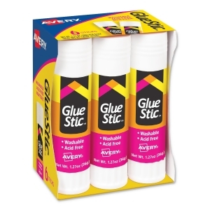 Avery Glue Stic  Glue Sticks  Washable  Non-Toxic  1.27oz  6 Total (98073)