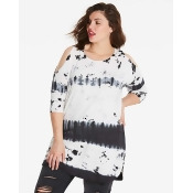 Mono Print Cold Shoulder Tie Dye Tunic Mono Print Cold Shoulder Tie Dye Tunic