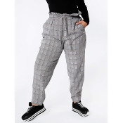 Koko Grey Check Paper Bag Trousers Koko Grey Check Paper Bag Trousers